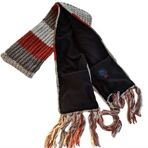 Wool, fleece lined knit scarf with pockets/ hand warmers